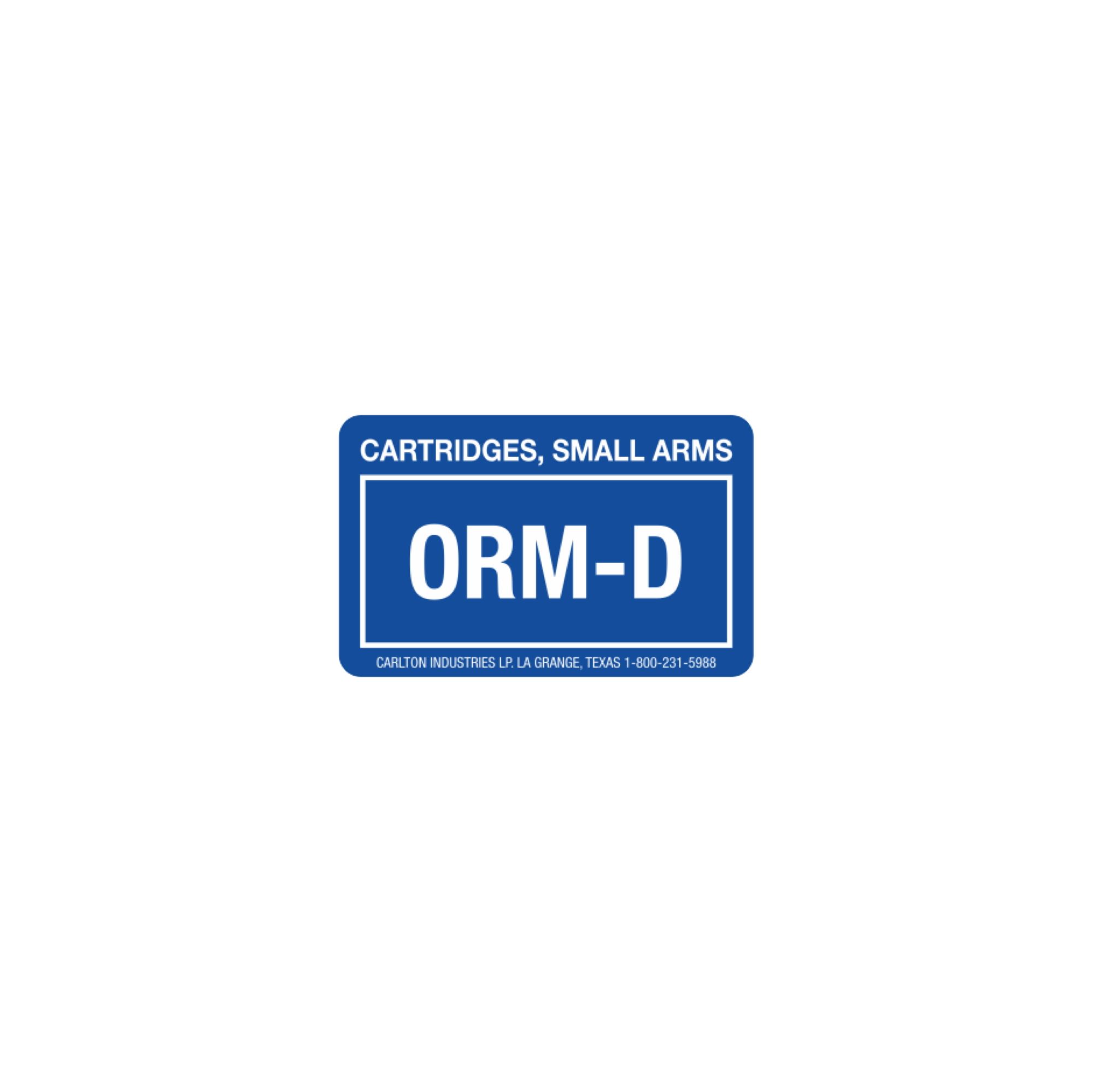 ORM D Labels Cartridges, Small Arms 1 3/8" x 2 1/4"
