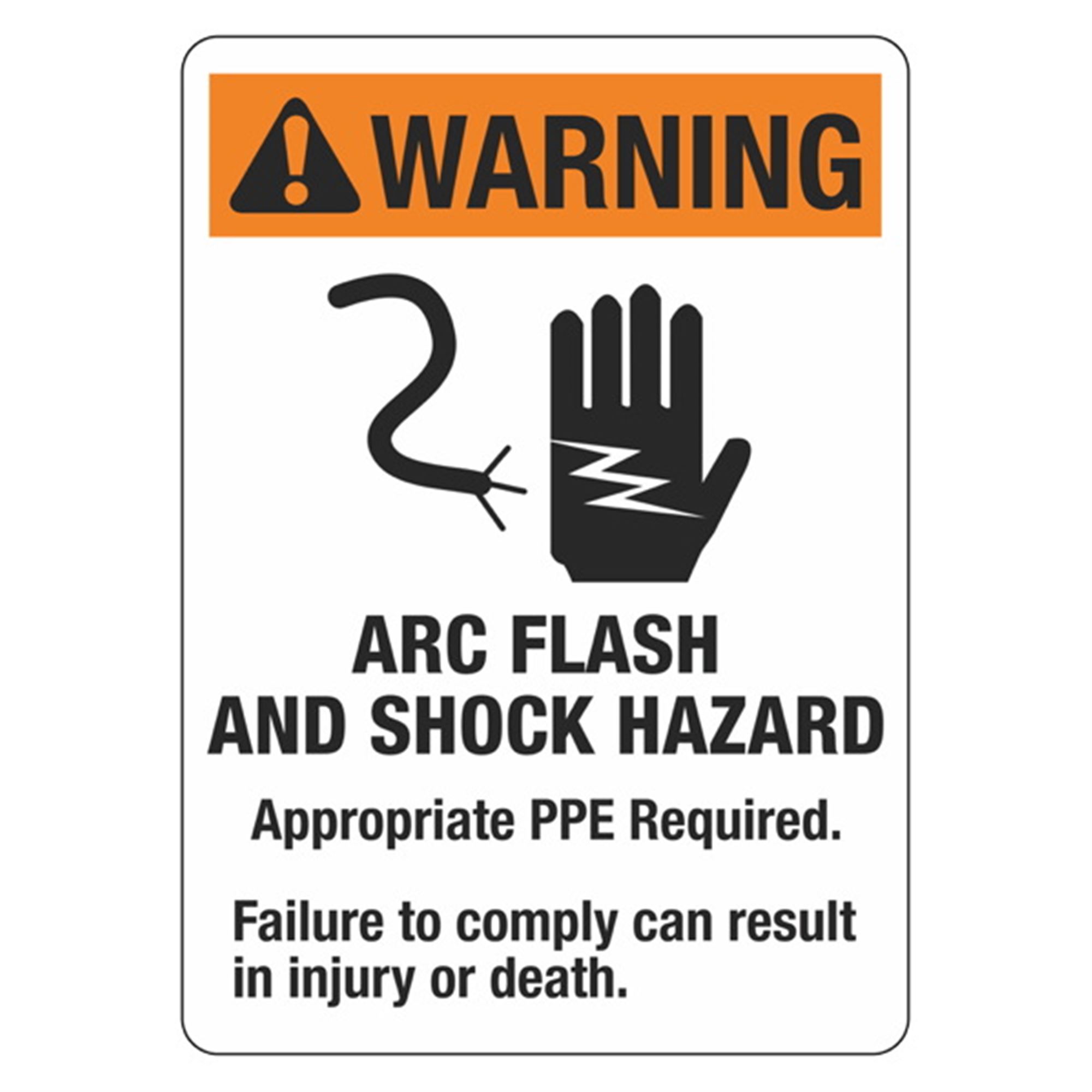 Arc Flash Signs - Warning Arc Flash And Shock Hazard - Vertical each 10 ...