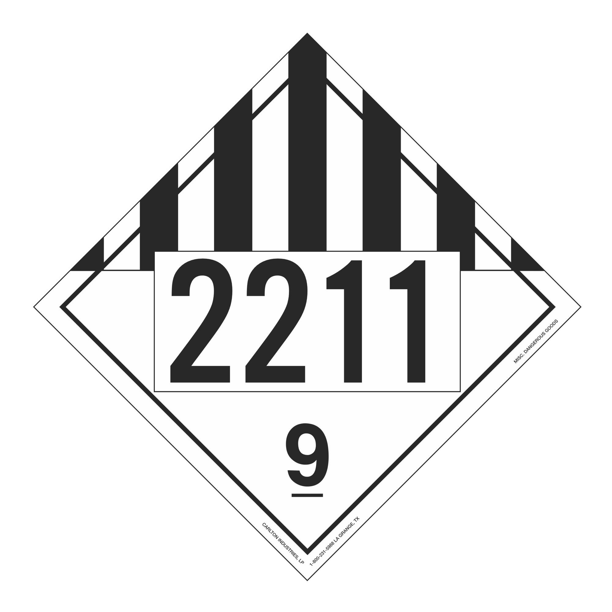 un-2211-class-9-stock-numbered-placard-carlton-industries