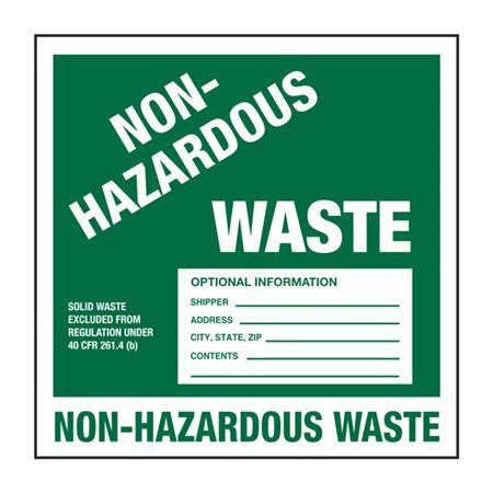 Custom Non-Hazardous Waste - Vinyl Label