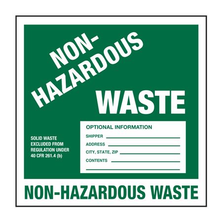 Custom Pin Fed HazMat Labels - Non-Hazardous Waste 6 x 6