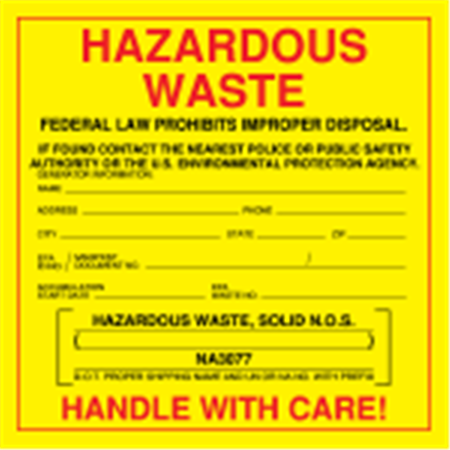 Custom Exterior HazMat Decals - Hazardous Waste, Solid N.O.S. NA3077 6 ...