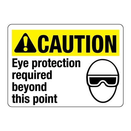 ANSI CAUTION Eye Protection Required Beyond This Point Sign