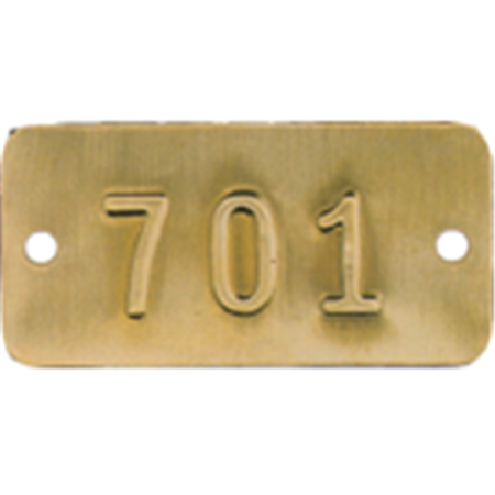 Embossed Metal Tags - Numbered - Brass