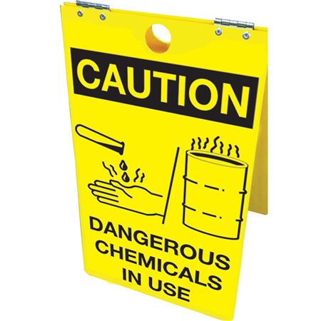 Caution Dangerous Chemicals In Use 12" x 20" Floor Stand