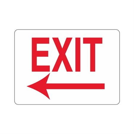 EXIT Left Arrow (Red Text on White) Sign | Carlton Industries