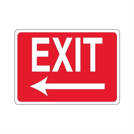 EXIT Left Arrow (White Text on Red) Sign | Carlton Industries