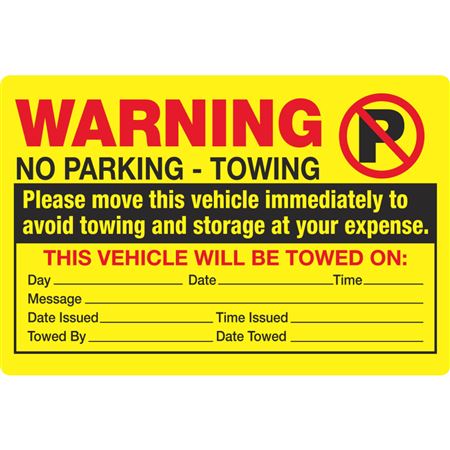 Warning- No Parking-Towing Stickers Pk/50