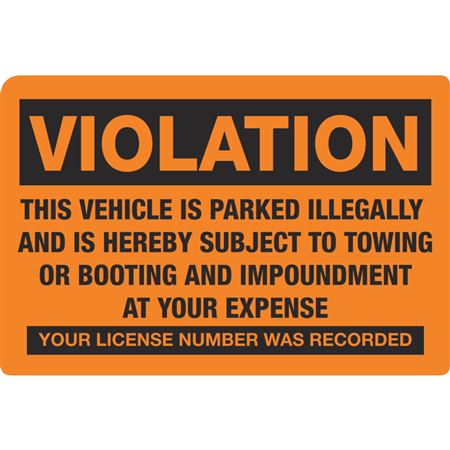 Violation Parked Illegally Stickers Pk/50