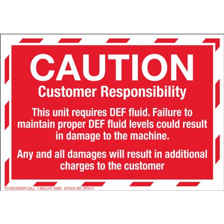 Service Decals - Caution Customer Responsibility - PK/50