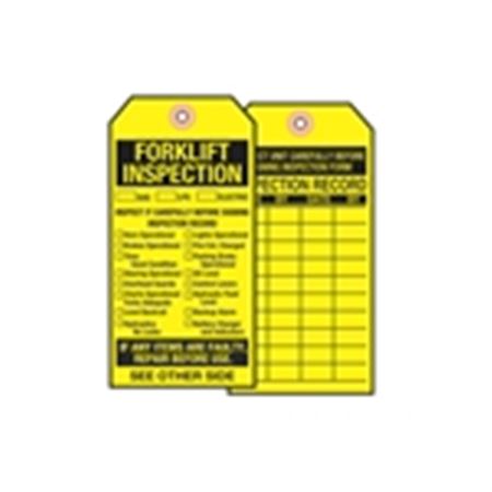 Forklift Tags - Forklift Inspection - Vinyl 3.125 x 5.625