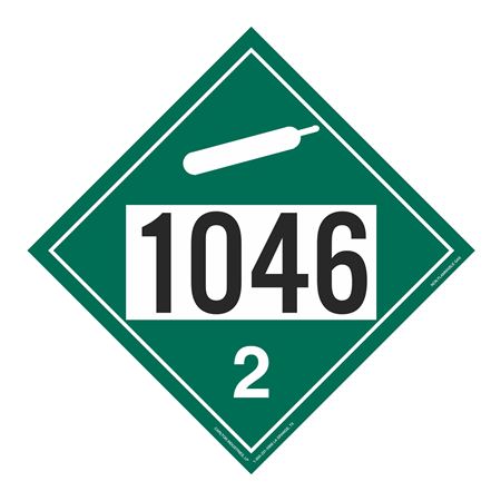 UN#1046 Non-Flammable Gas Numbered Placard