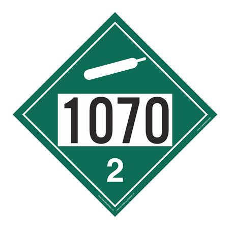 UN#1070 Non-Flammable Gas Numbered Placard