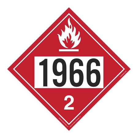 UN#1966 Flammable Gas Numbered Placard