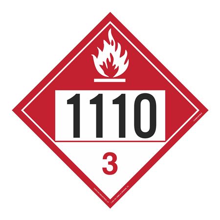 UN#1110 Combustible Stock Numbered Placard