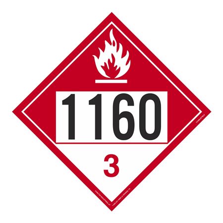 UN#1160 Combustible Stock Numbered Placard