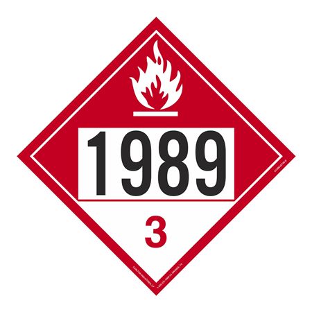 UN#1989 Combustible Liquid Numbered Placard