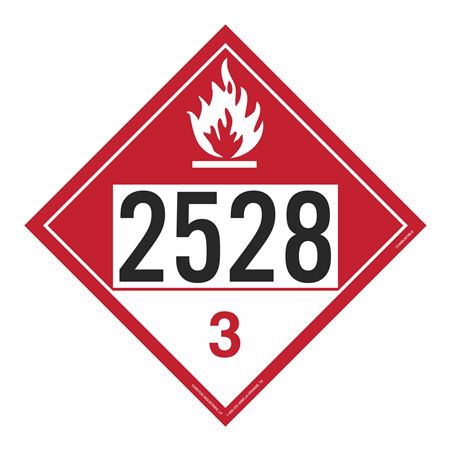 UN#2528 Combustible Stock Numbered Placard