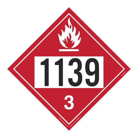 UN#1139 Flammable Liquid Numbered Placard