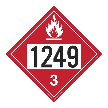 UN#1249 Flammable Liquid Numbered Placard