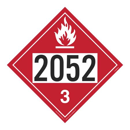 UN#2052 Flammable Liquid Numbered Placard