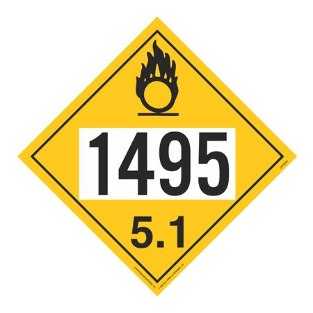 UN#1495 Oxidizer Stock Numbered Placard