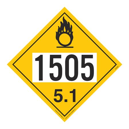 UN#1505 Oxidizer Stock Numbered Placard