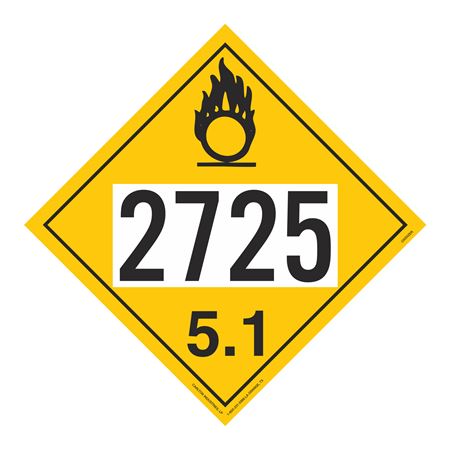 UN#2725 Oxidizer Stock Numbered Placard