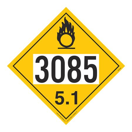 UN#3085 Oxidizer Stock Numbered Placard