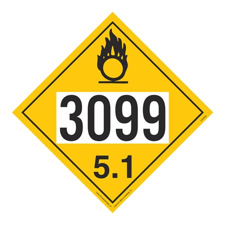 UN#3099 Oxidizer Stock Numbered Placard