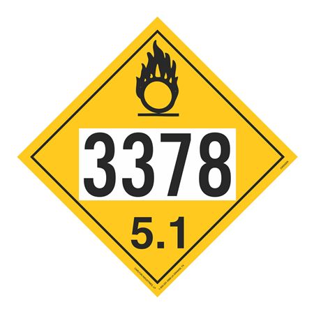 UN#3378 Oxidizer Numbered Placard