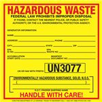 Custom Hazardous Waste Decal - UN3077 Environmental Solid