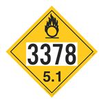 UN#3378 Oxidizer Numbered Placard Removable Vinyl