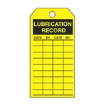 Lubrication Record - Yellow Cardstock Tag