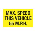 Max. Speed This Vehicle 55 MPH Decal