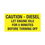 Caution Diesel Let Engine Idle For 5 Minutes Decal