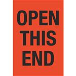 Open This End - Fluorescent Shipping Label