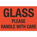 Glass Please Handle With Care - Fluorescent Shipping Label