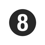 Number Printed Stock Hot Labels - #8 - Black