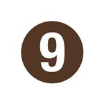 Number Printed Stock Hot Labels - #9 - Brown