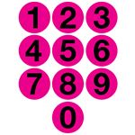 Jumbo Number Printed Labels - 4" Pink