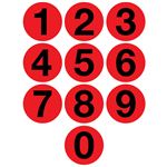 Jumbo Number Printed Labels - 4" Red