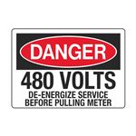 480 Volts De-Energize Service Before Pulling Meter 3 1/2 x 5