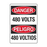 Danger 480 Volts / Peligro 480 Voltios  3 1/2 x 5