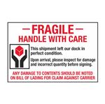 Pallet Label - Fragile Handle With Care Damage Contents Noted