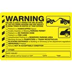 Warning Illegally Parked Stickers Pk/50