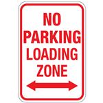 No Parking Loading Zone (Double Arrow Graphic) Sign 12" x 18"