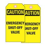 Caution Emergency Shut-Off Valve Tag- Cardstock