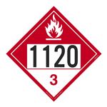 UN#1120 Combustible Stock Numbered Placard