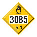 UN#3085 Oxidizer Stock Numbered Placard